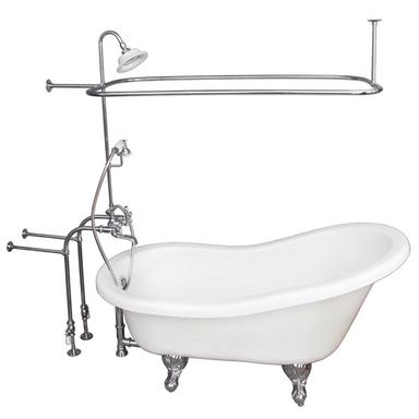 Barclay TKATS67-WCP4 Imogene 67â€³ Acrylic Slipper Tub Kit in White - Polished Chrome Accessories