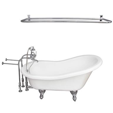 Barclay TKATS67-WCP6 Imogene 67â€³ Acrylic Slipper Tub Kit in White - Polished Chrome Accessories