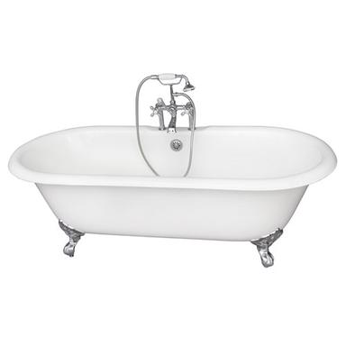 Barclay TKCTDRH-CP2 Duet 67â€³ Cast Iron Double Roll Top Tub Kit - Polished Chrome Accessories