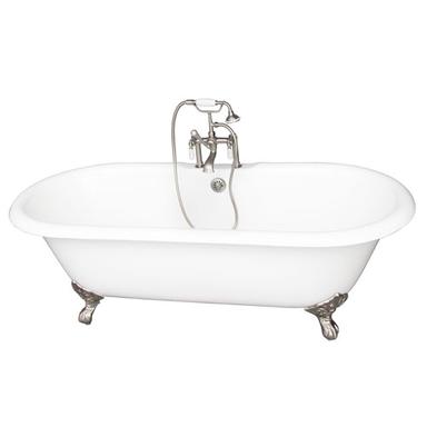 Barclay TKCTDRH-SN1 Duet 67â€³ Cast Iron Double Roll Top Tub Kit - Brushed Nickel Accessories