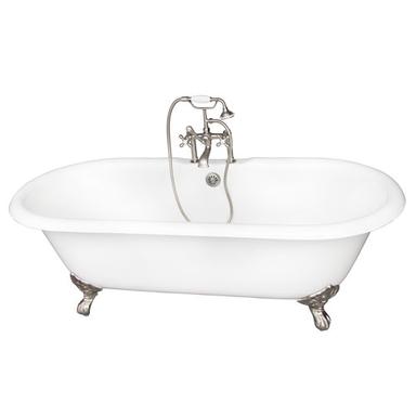 Barclay TKCTDRH-SN2 Duet 67â€³ Cast Iron Double Roll Top Tub Kit - Brushed Nickel Accessories