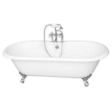 Barclay TKCTDRH61-CP2 Columbus 61â€³ Cast Iron Double Roll Top Tub Kit - Polished Chrome Accessories