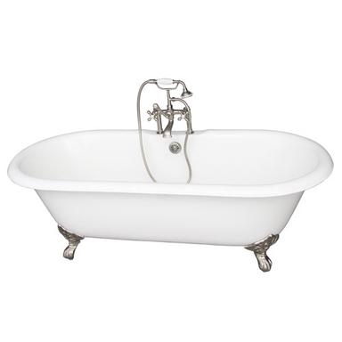 Barclay TKCTDRH61-SN2 Columbus 61â€³ Cast Iron Double Roll Top Tub Kit - Brushed Nickel Accessories