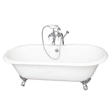 Barclay TKCTDRN-CP1 Duet 67â€³ Cast Iron Double Roll Top Tub Kit - Polished Chrome Accessories