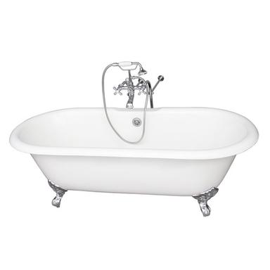 Barclay TKCTDRN-CP2 Duet 67â€³ Cast Iron Double Roll Top Tub Kit - Polished Chrome Accessories