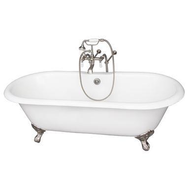 Barclay TKCTDRN-SN1 Duet 67â€³ Cast Iron Double Roll Top Tub Kit - Brushed Nickel Accessories