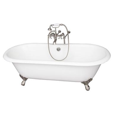 Barclay TKCTDRN-SN2 Duet 67â€³ Cast Iron Double Roll Top Tub Kit - Brushed Nickel Accessories