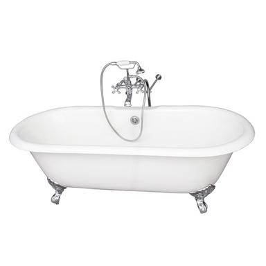 Barclay TKCTDRN61-CP2 Columbus 61â€³ Cast Iron Double Roll Top Tub Kit - Polished Chrome Accessories