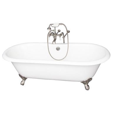 Barclay TKCTDRN61-SN1 Columbus 61â€³ Cast Iron Double Roll Top Tub Kit - Brushed Nickel Accessories