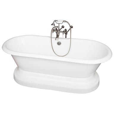 Barclay TKCTDRNB-SN1 Duet 67â€³ Cast Iron Double Roll Top Tub Kit - Brushed Nickel Accessories - Click Image to Close