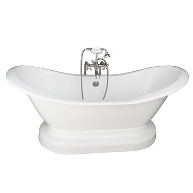 Barclay TKCTDSNB-SN2 Marshall 71â€³ Cast Iron Double Slipper Tub Kit - Brushed Nickel Accessories