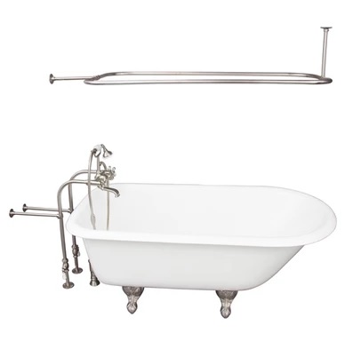 Barclay TKCTRN67-SN4 Brocton 68â€³ Cast Iron Roll Top Tub Kit - Brushed Nickel Accessories