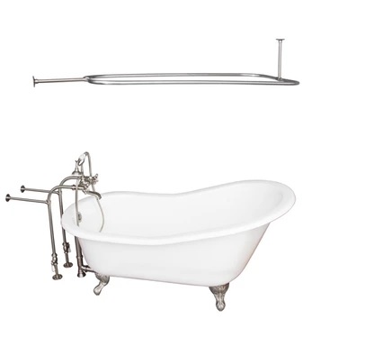 Barclay TKCTSN60-SN4 Griffin 61â€³ Cast Iron Slipper Tub Kit - Brushed Nickel Accessories