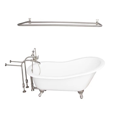 Barclay TKCTSN60-SN6 Griffin 61â€³ Cast Iron Slipper Tub Kit - Brushed Nickel Accessories