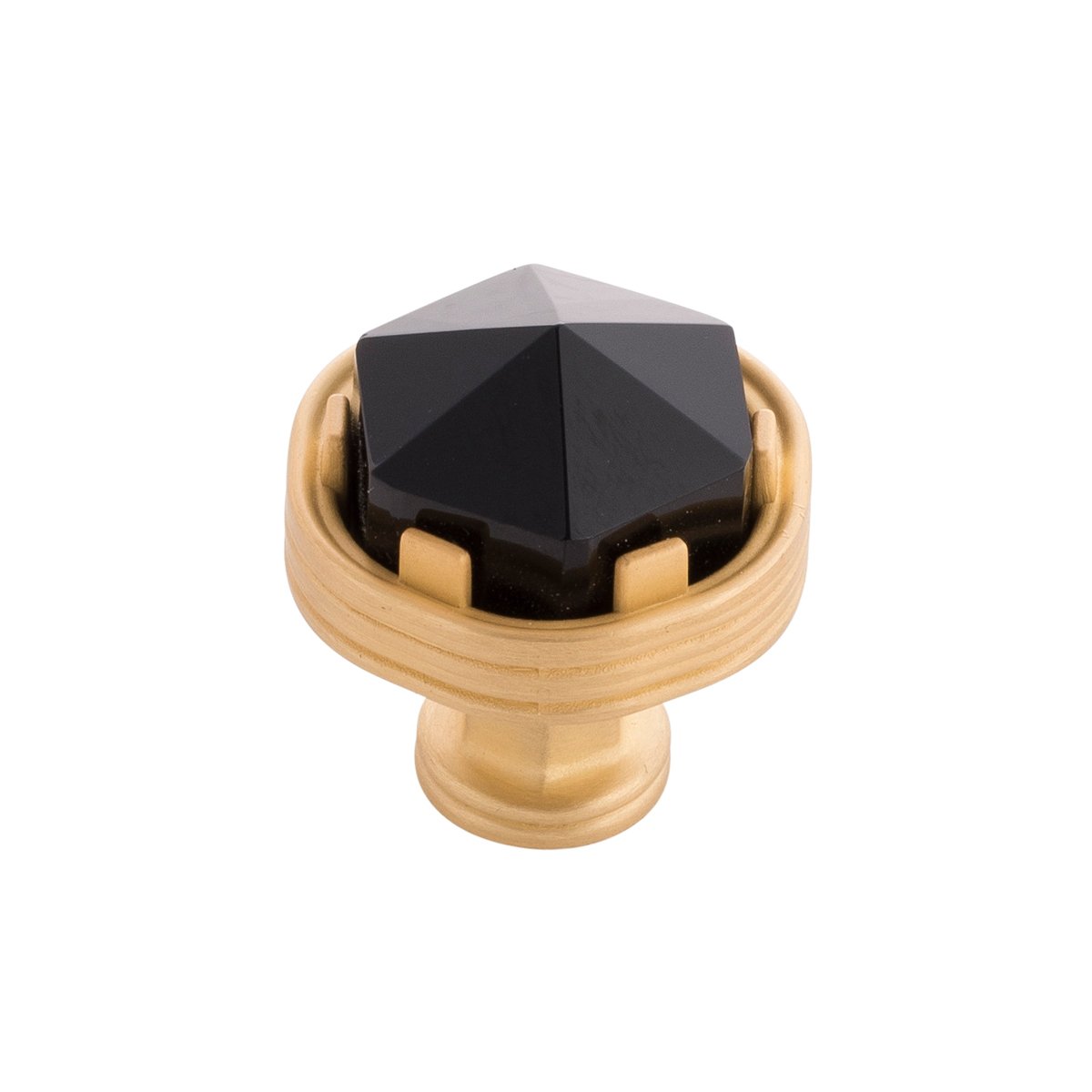 Belwith Keeler B076304GB-BGB 1-3/16 In. Chrysalis Knob - Brushed Golden Brass with Opaque Black Glass