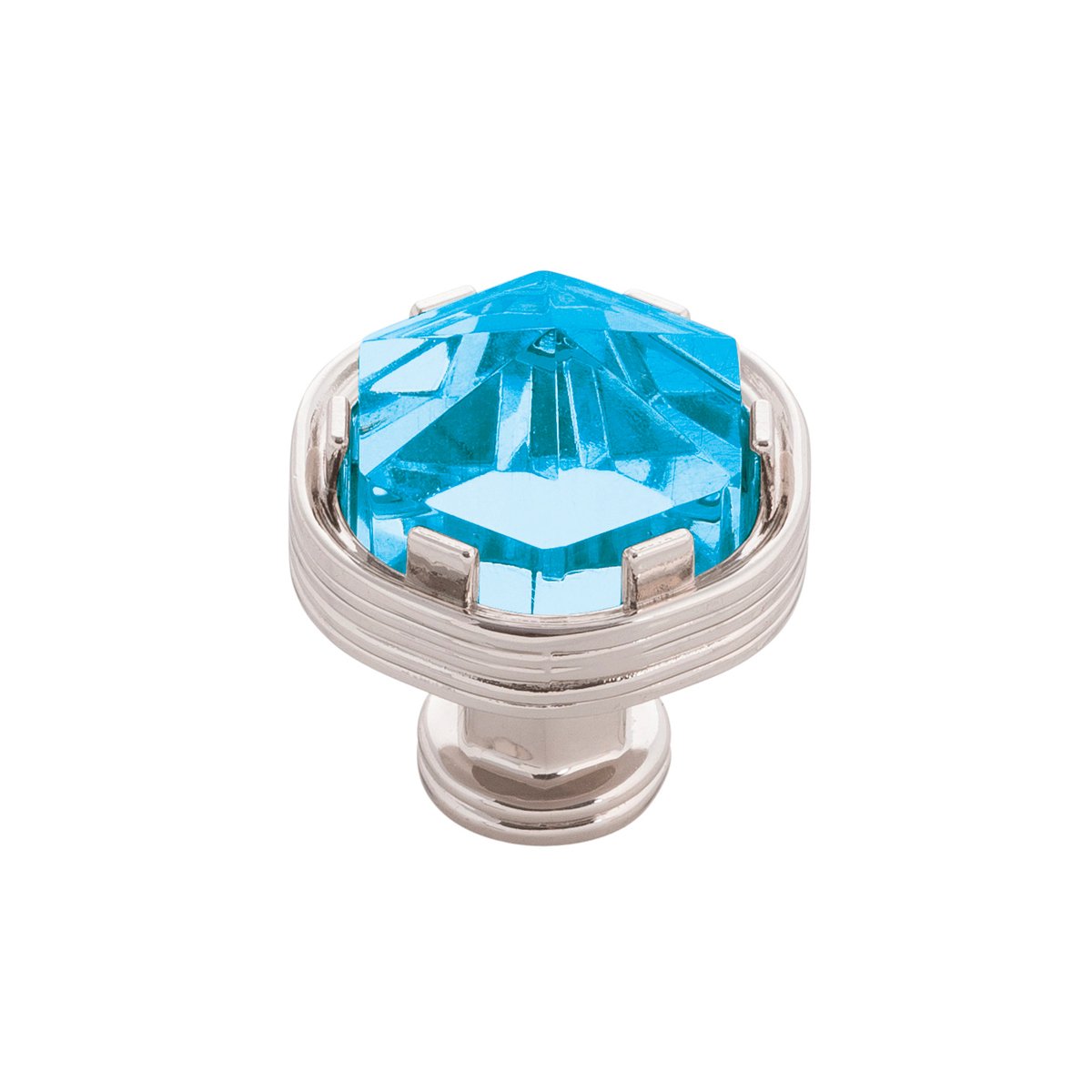 Belwith Keeler B076304GC-14 1-3/16 In. Chrysalis Knob - Polished Nickel with Cerulean Glass