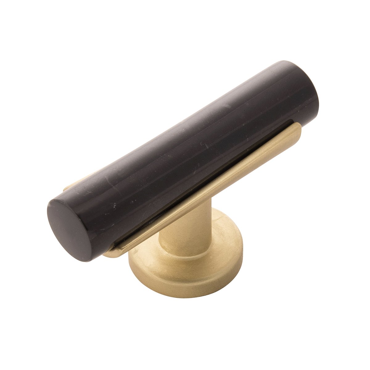 Belwith Keeler B077041MB-BGB 2-1/2 In. Firenze T-Knob - Black Marble with Brushed Golden Brass