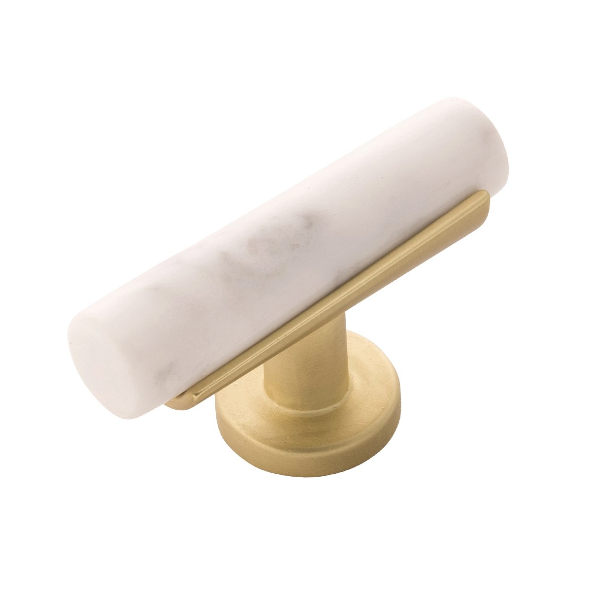 Belwith Keeler B077041MW-BGB 2-1/2 In. Firenze T-Knob - White Marble with Brushed Golden Brass