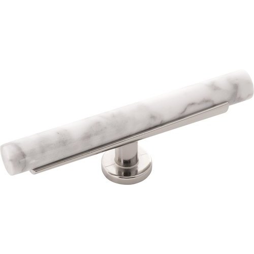 Belwith Keeler B077044MW-14 5 In. Firenze T-Knob - White Marble with Polished Nickel