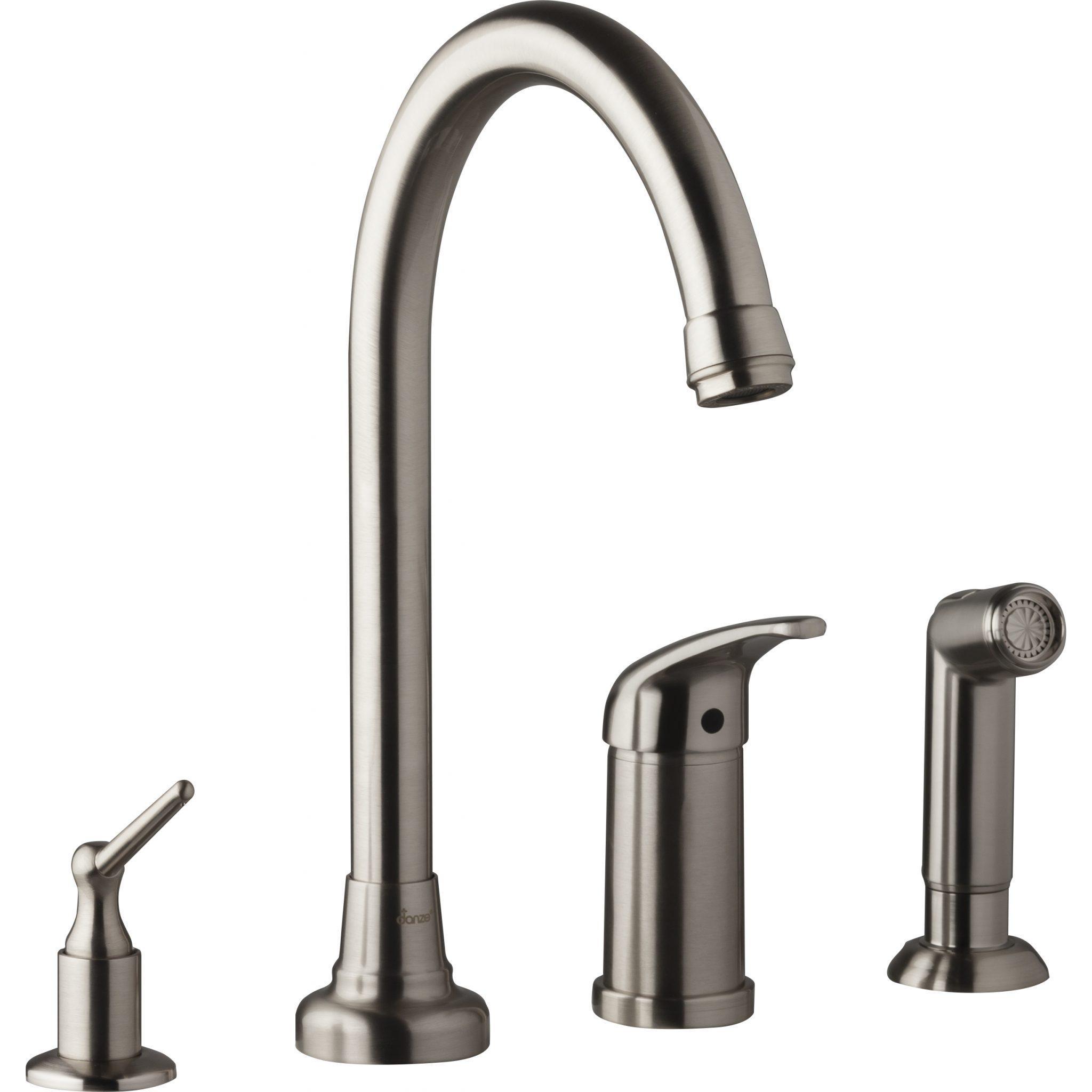 Danze D409112SS Melrose 1H High-Rise Kitchen Faucet w/ Soap Dispenser & Spray - Stainless Steel