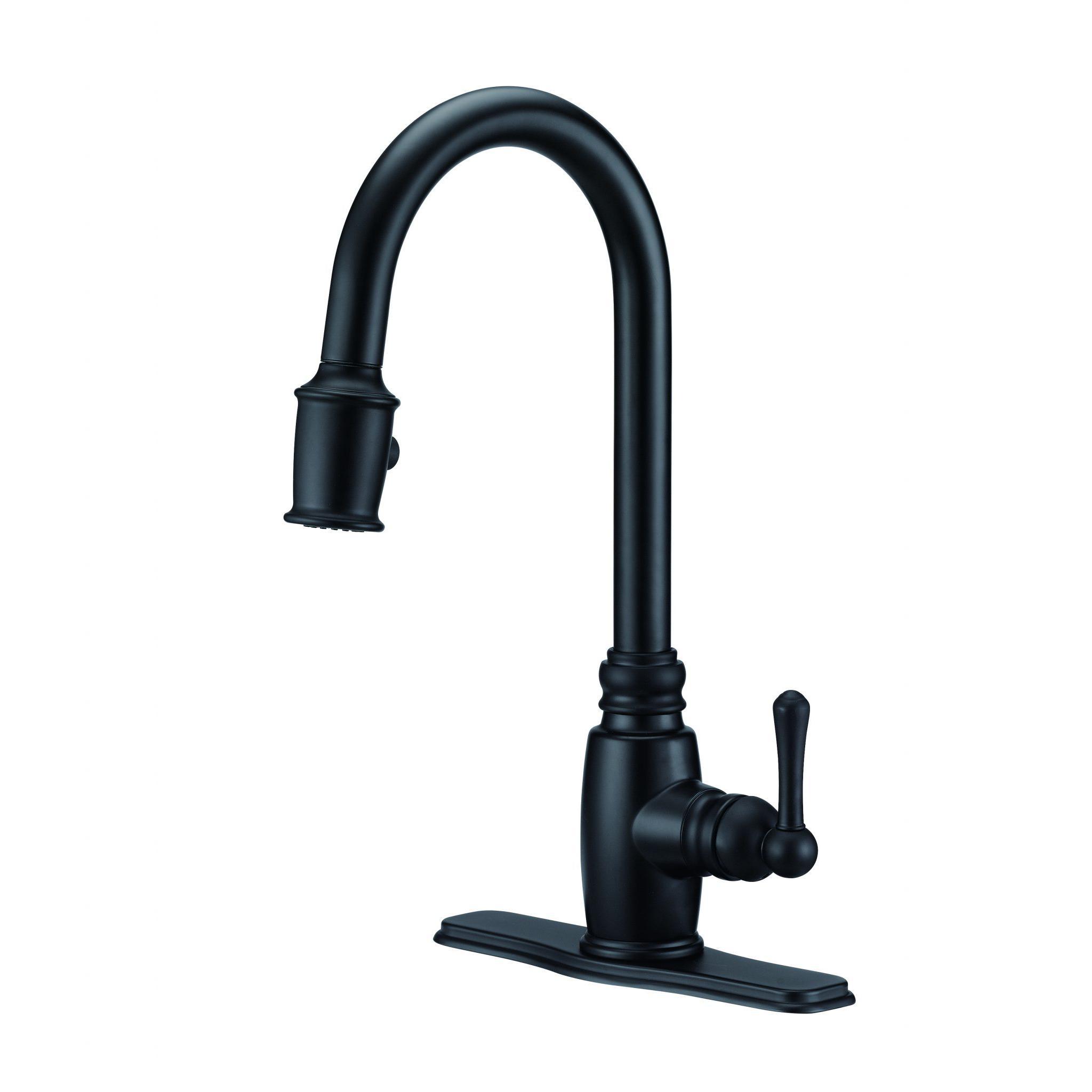 Danze D454057BS Opulence 1H Pull-Down Kitchen Faucet w/ Snapback - Satin Black