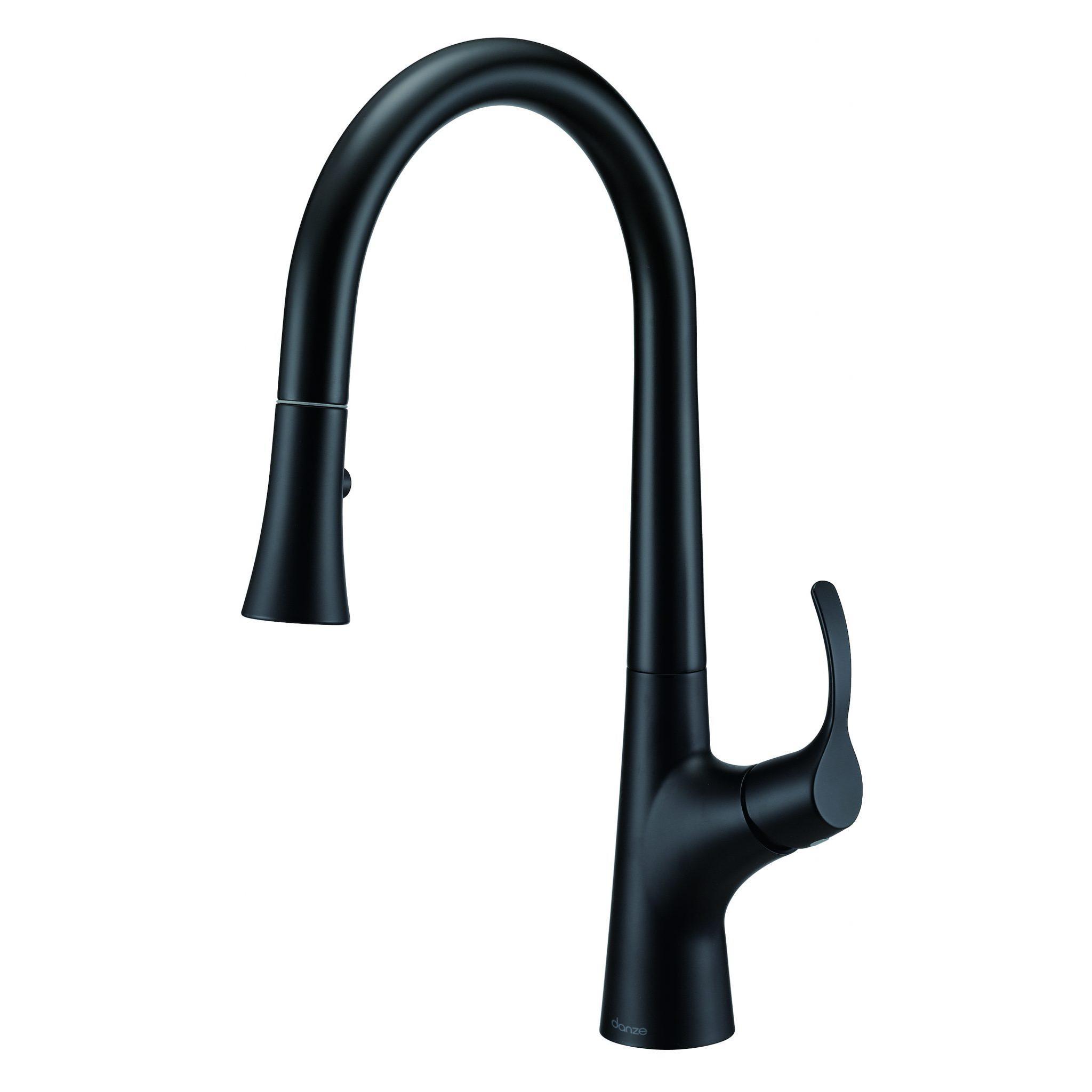 Danze D454422BS Antioch 1H Pull-Down Kitchen Faucet w/ Snapback - Satin Black - Click Image to Close