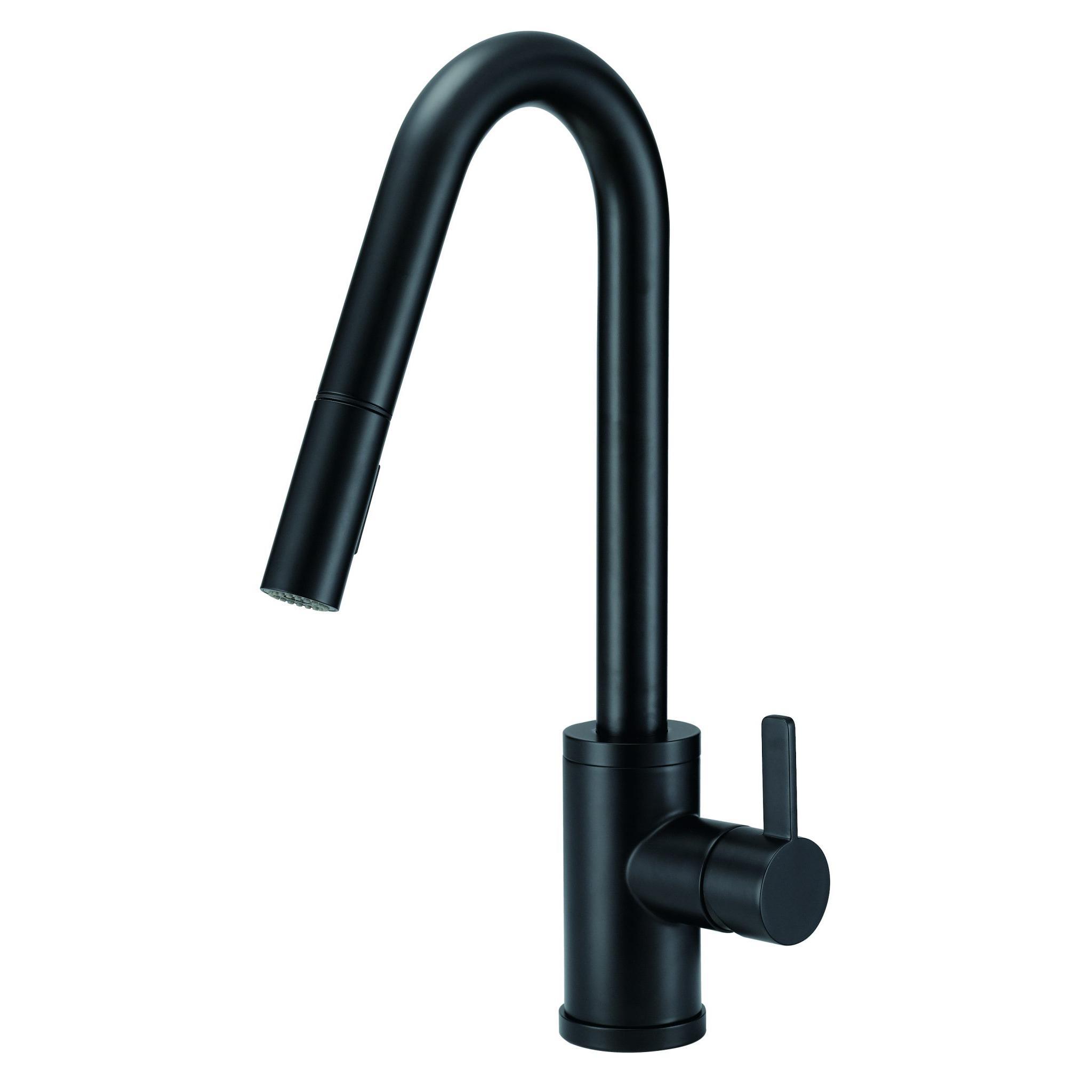 Danze D457230BS Amalfi 1H Pull-Down Kitchen Faucet w/SnapBack Retraction - Satin Black