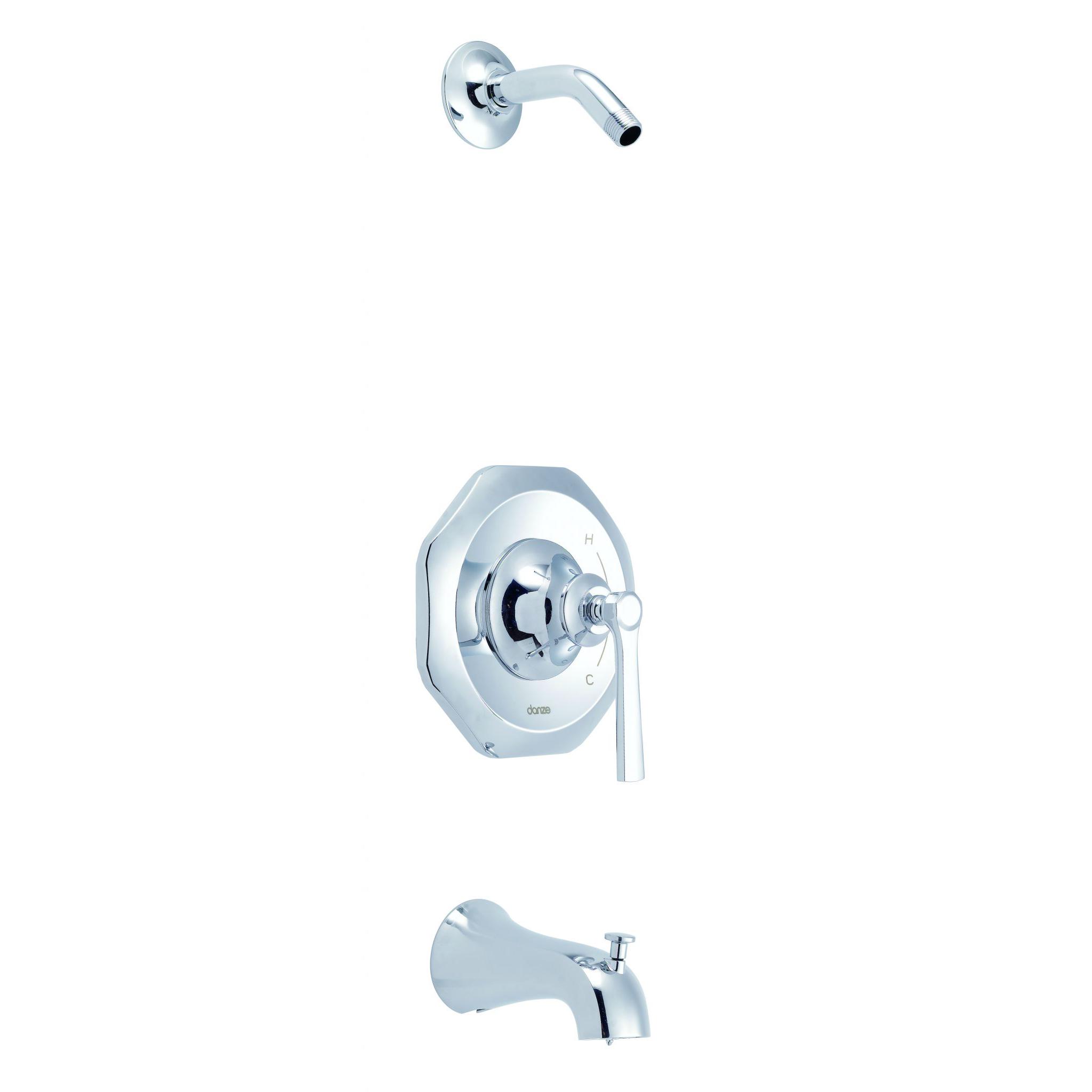 Danze D500028LSTC Draper 1H Tub & Shower Trim Kit & Treysta Cartridge Less Showerhead - Chrome