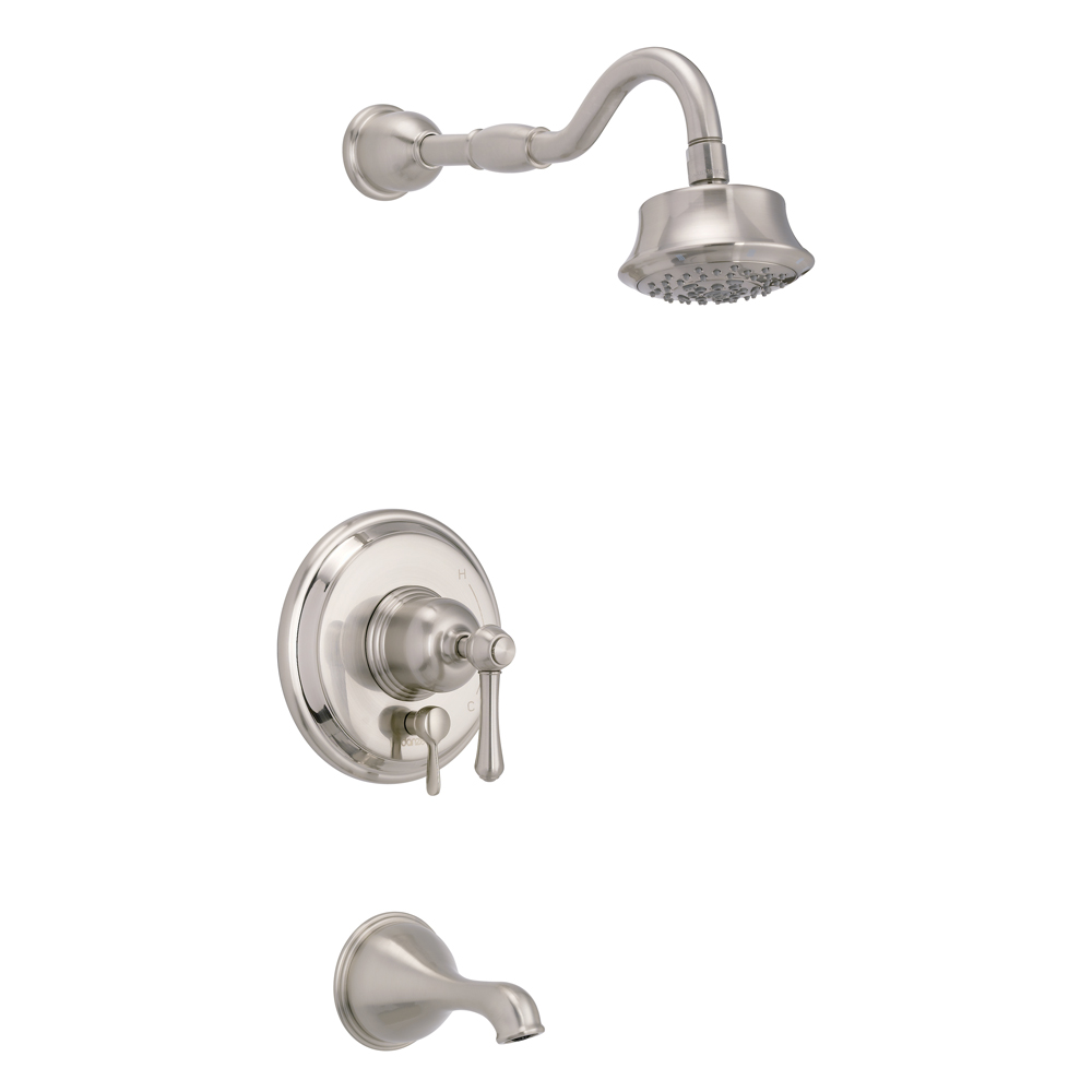 Danze D500057BNTC Opulence 1H Tub & Shower Trim Kit & Treysta Cartridge w/ Diverter on Valve & 5 Function Showerhead 1.75gpm - Brushed Nickel