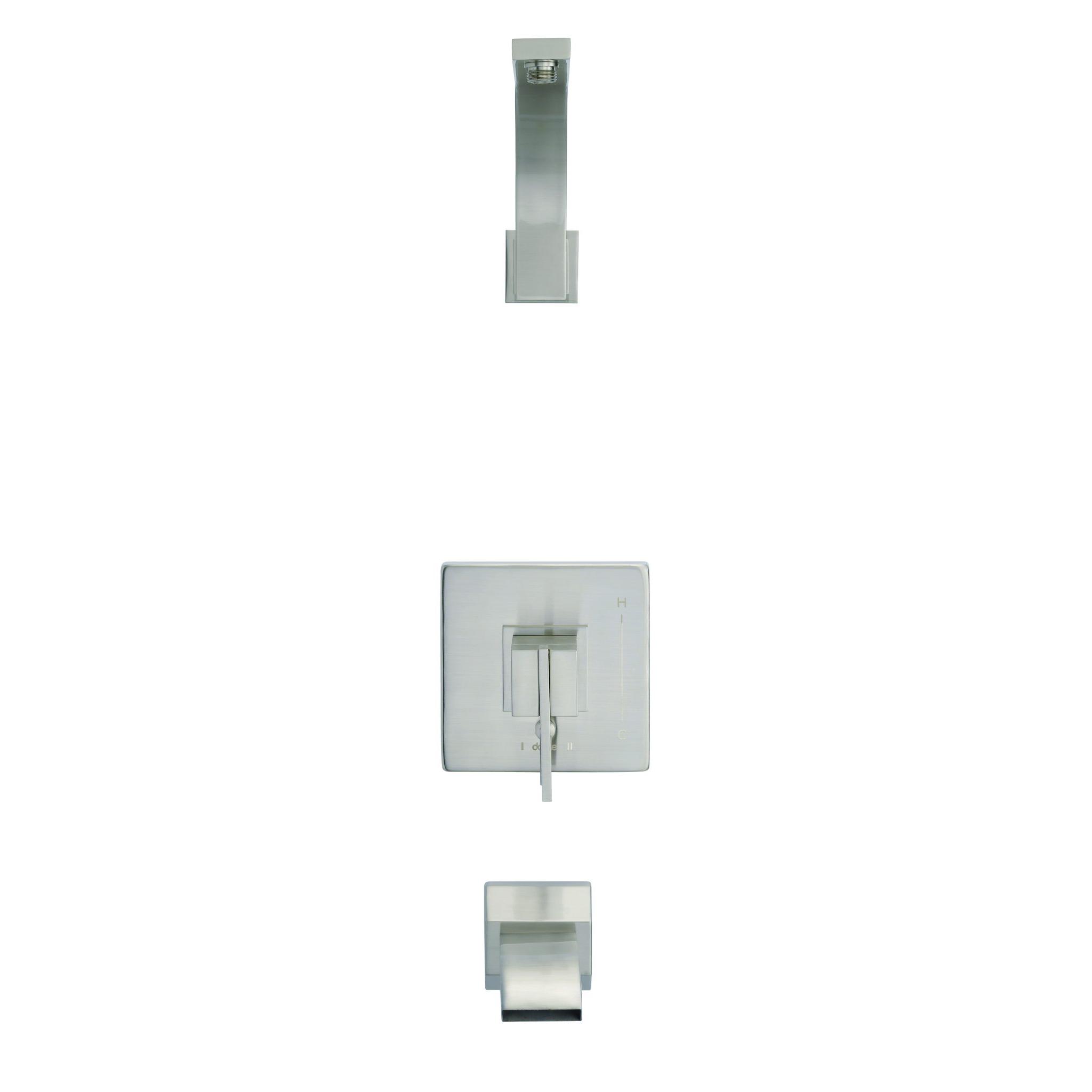 Danze D510044LSBNTC Sirius 1H Tub & Shower Trim Kit & Treysta Cartridge w/ Diverter on Valve Less Showerhead - Brushed Nickel