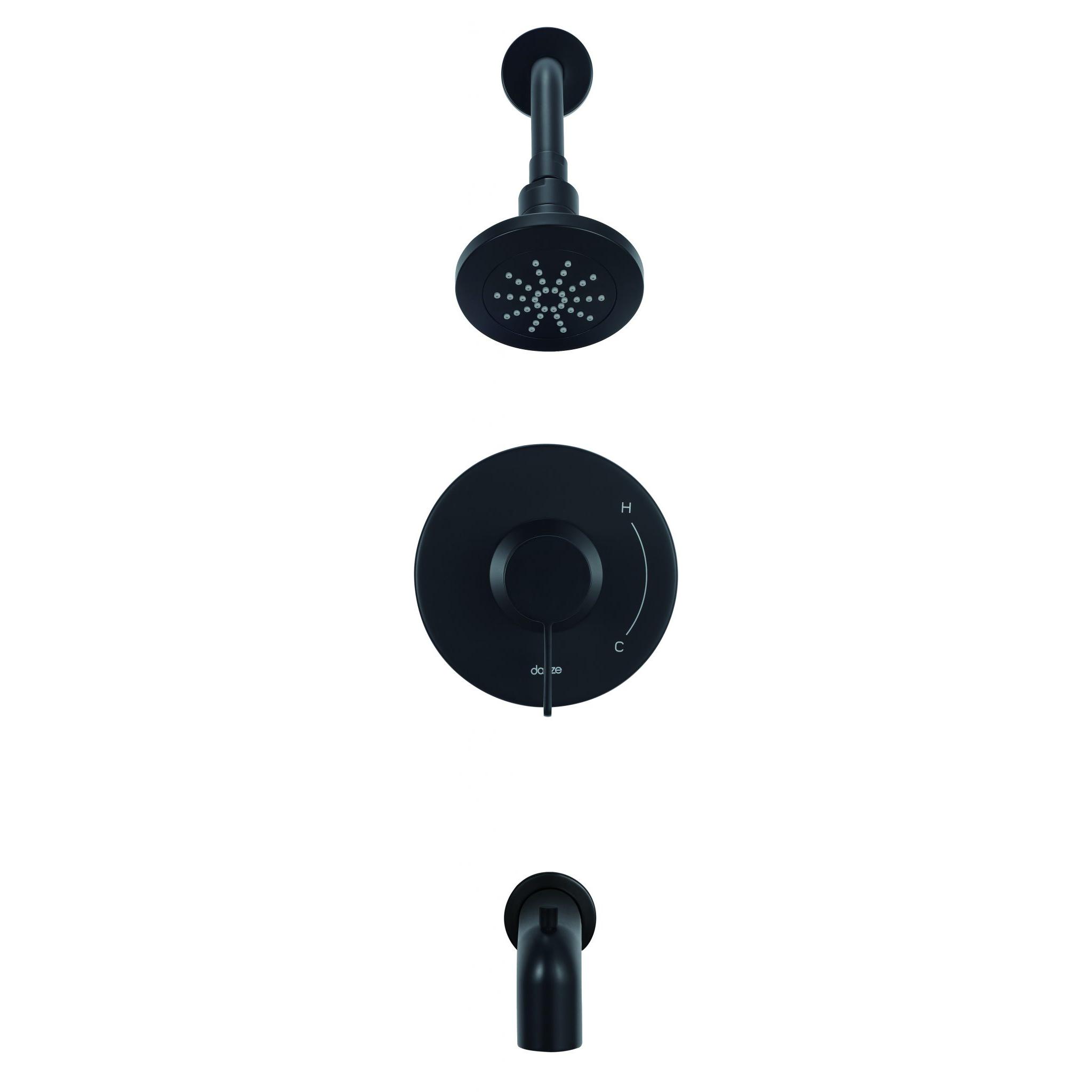 Danze D511030BSTC Amalfi 1H Tub & Shower Trim Kit w/ Diverter on Spout & Treysta Cartridge 1.75gpm - Satin Black