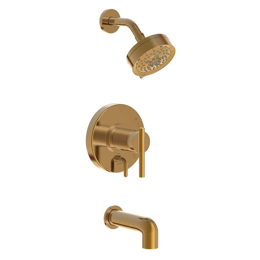 Danze D511058BBTC Parma 1H Tub & Shower Trim Kit & Treysta Cartridge w/ Diverter on Valve & 5 Function Showerhead 1.75gpm - Brushed Bronze