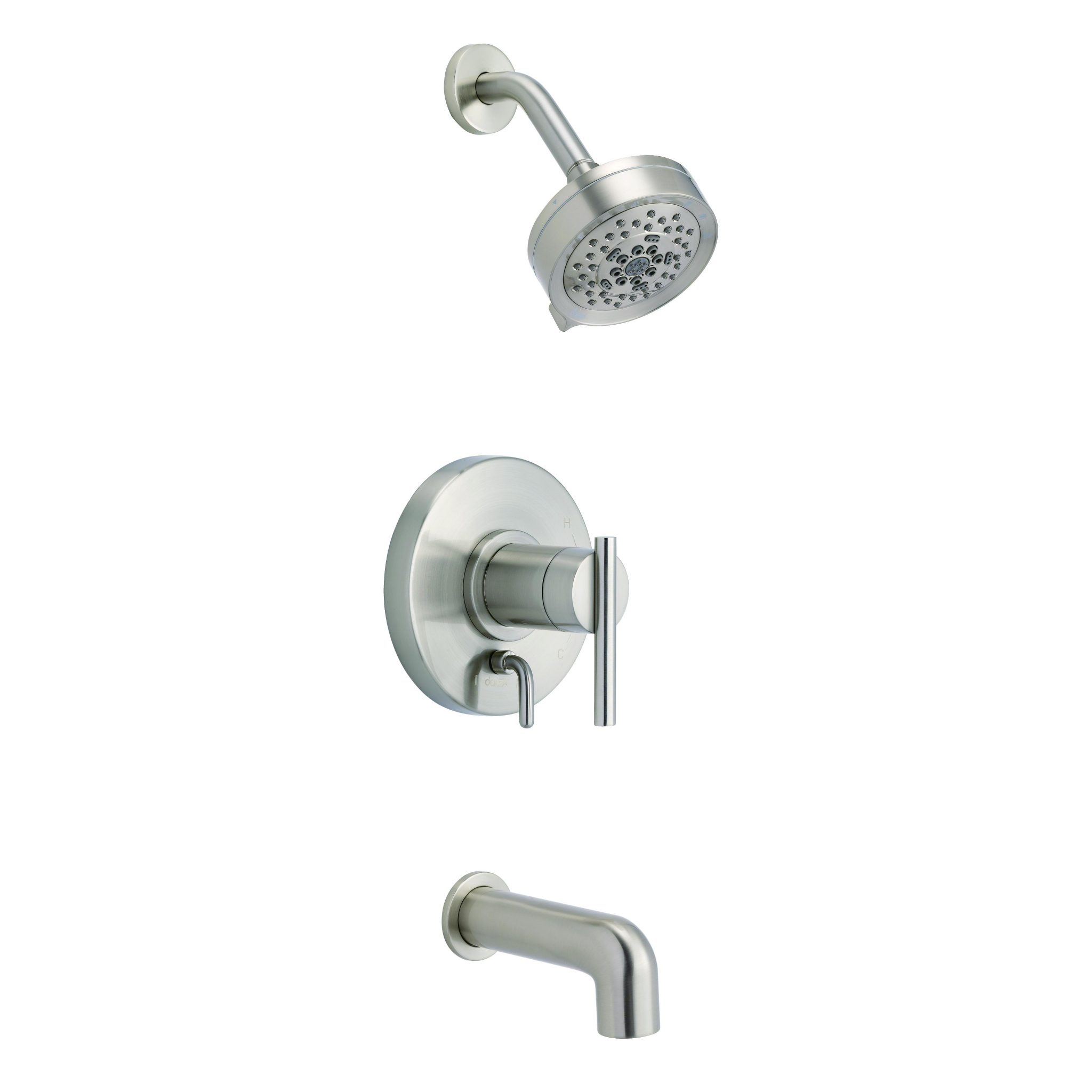 Danze D511058BNTC Parma 1H Tub & Shower Trim Kit & Treysta Cartridge w/ Diverter on Valve & 5 Function Showerhead 1.75gpm - Brushed Nickel