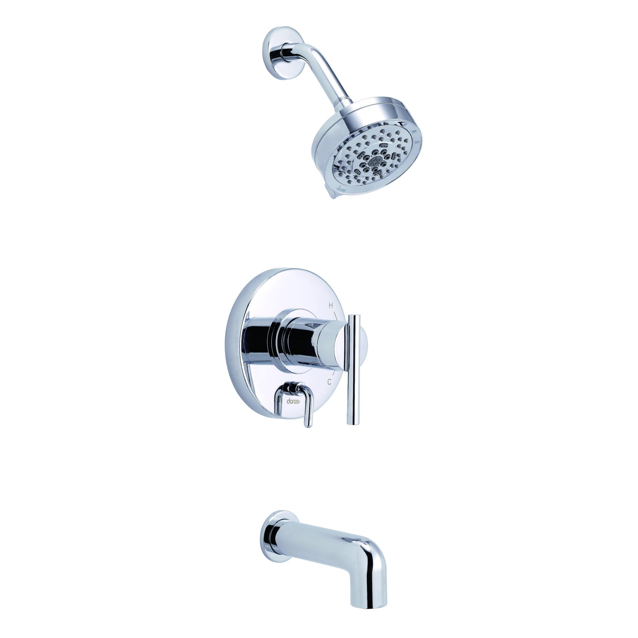 Danze D511058TC Parma 1H Tub & Shower Trim Kit & Treysta Cartridge w/ Diverter on Valve & 5 Function Showerhead 1.75gpm - Chrome