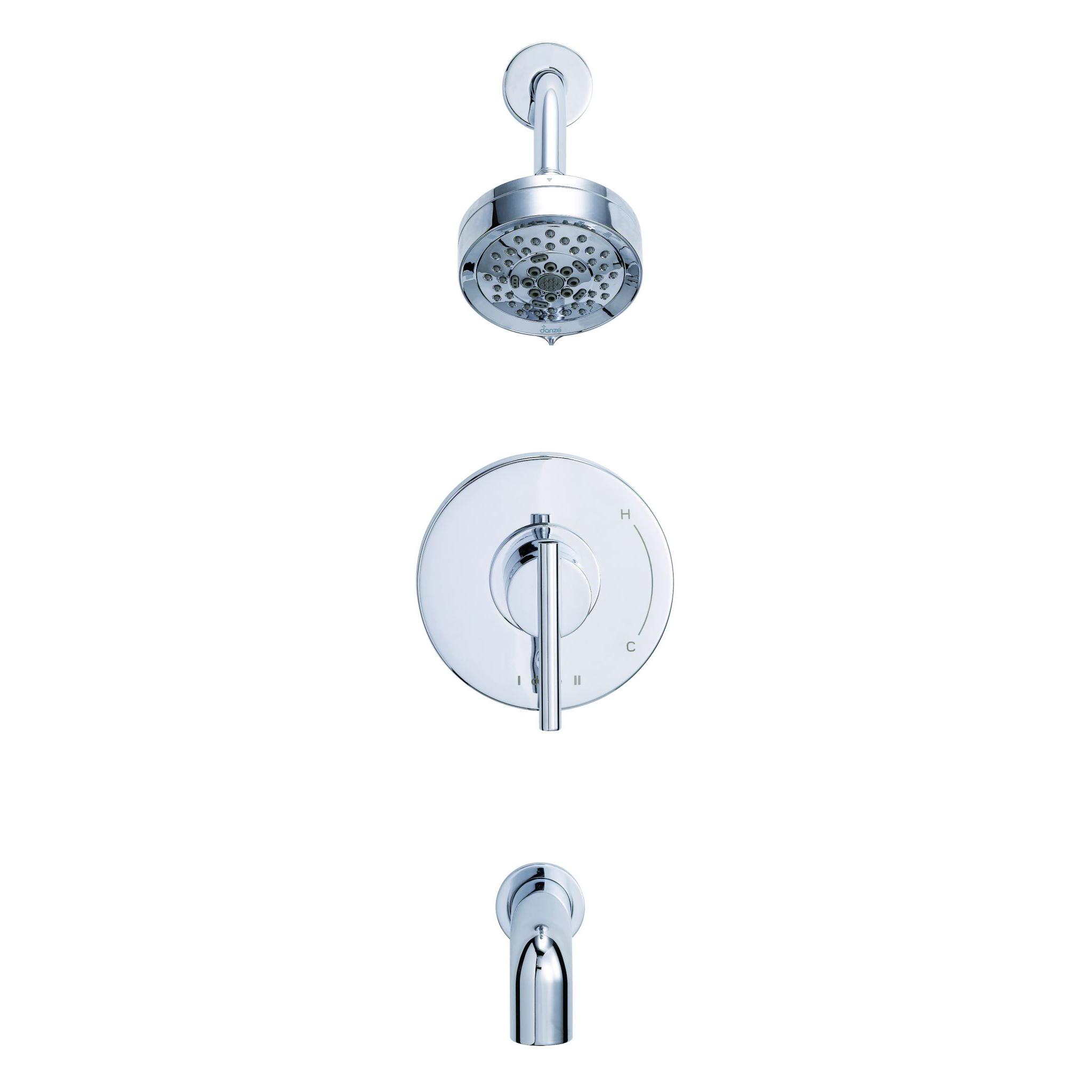 Danze D512058TC Parma 1H Tub & Shower Trim Kit & Treysta Cartridge w/ Diverter on Valve & 5 Function Showerhead 2.0gpm - Chrome