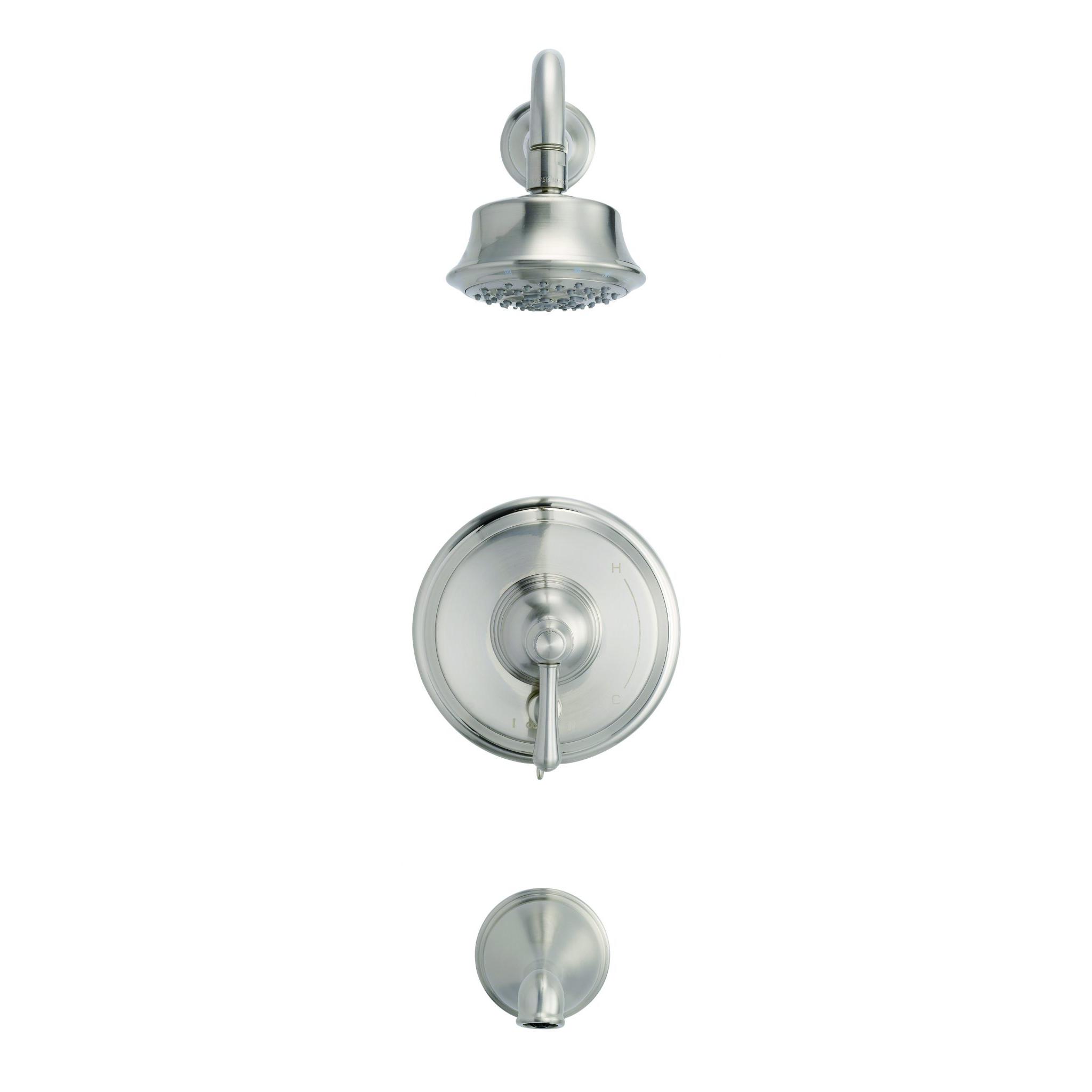 Danze D512157BNTC Opulence 1H Tub & Shower Trim Kit & Treysta Cartridge w/ Diverter on Valve & 5 Function Showerhead 2.0gpm - Brushed Nickel