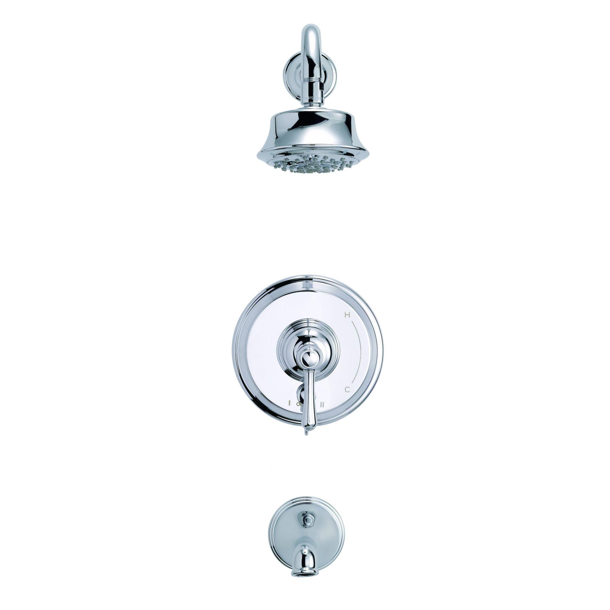 Danze D512157TC Opulence 1H Tub & Shower Trim Kit & Treysta Cartridge w/ Diverter on Valve & 5 Function Showerhead 2.0gpm - Chrome