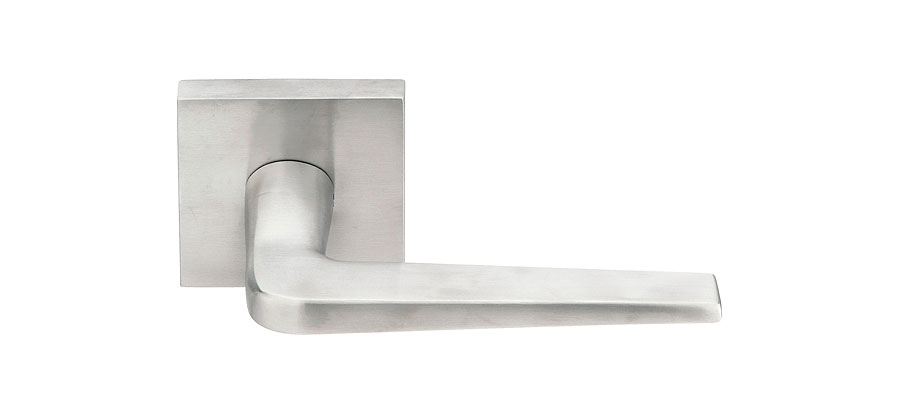 Emtek 3S300ATSS Dummy, Pair. Square Rosette. Athena Lever. Brushed Stainless Steel - Click Image to Close