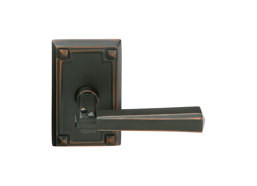 Emtek 5055ACUS10B Dummy, Pair. Arts & Crafts Rosette. Arts & Crafts Lever. Oil Rubbed Bronze