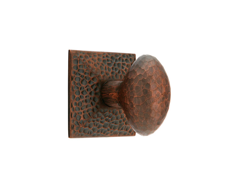 Emtek 5056HEUS10B Dummy, Pair. Hammered Rosette. Hammered Egg Knob. Oil Rubbed Bronze