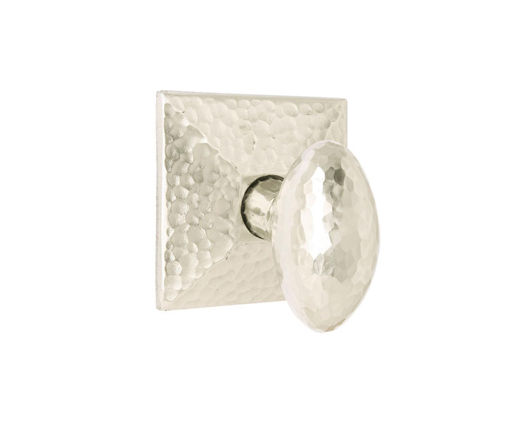 Emtek 5056HEUS15 Dummy, Pair. Hammered Rosette. Hammered Egg Knob. Satin Nickel