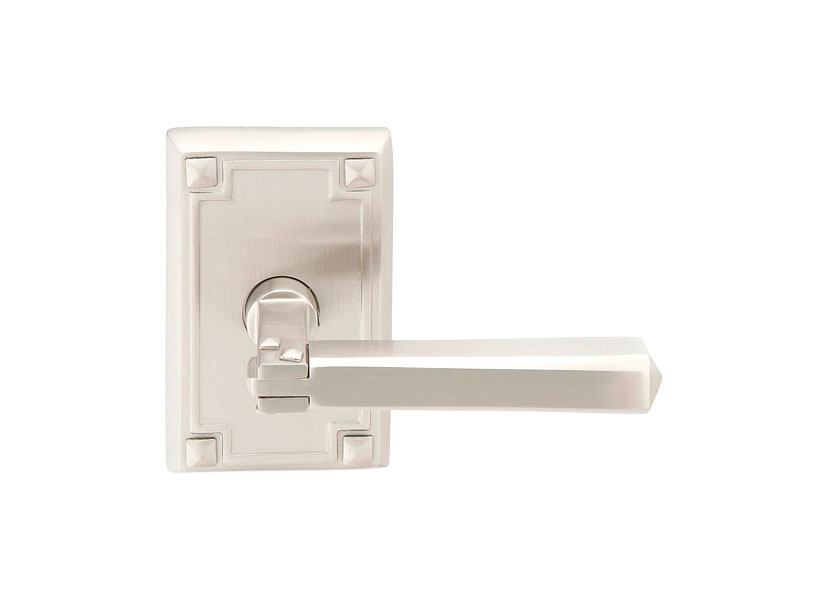 Emtek 5105ACUS15 Passage Set. Arts & Crafts Rosette. Arts & Crafts Lever. Satin Nickel