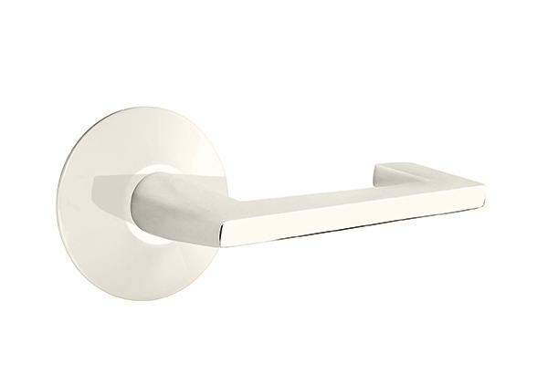 Emtek 5057AGUS14 Dummy, Pair. Modern Rosette. Argos Lever. Polished Nickel-Lifetime