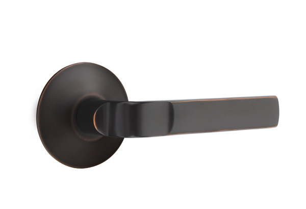 Emtek 5057ASTUS10B Dummy, Pair. Modern Rosette. Aston Lever. Oil Rubbed Bronze