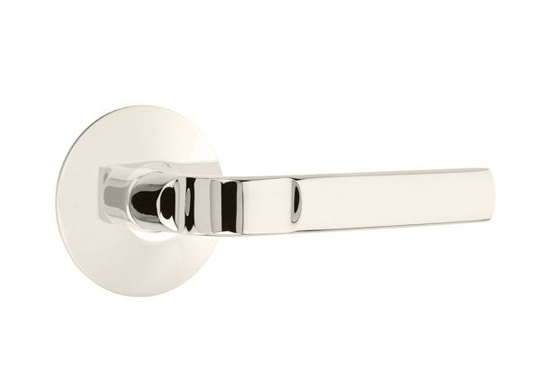 Emtek 5057ASTUS14 Dummy, Pair. Modern Rosette. Aston Lever. Polished Nickel-Lifetime