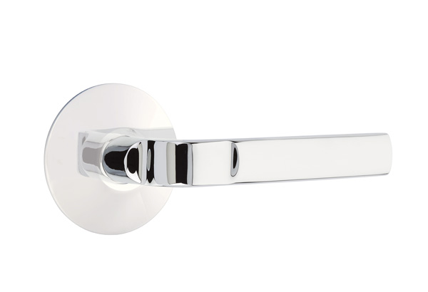 Emtek 5057ASTUS26 Dummy, Pair. Modern Rosette. Aston Lever. Polished Chrome