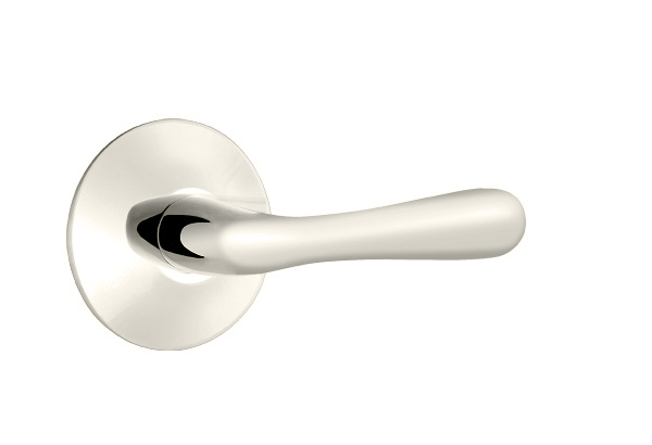 Emtek 5057BAUS14 Dummy, Pair. Modern Rosette. Basel Lever. Polished Nickel-Lifetime