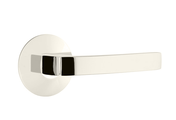 Emtek 5057BRLUS14 Dummy, Pair. Modern Rosette. Breslin Lever. Polished Nickel-Lifetime