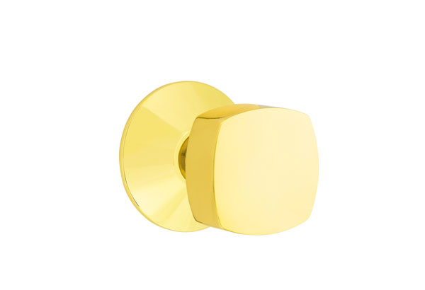 Emtek 5057FRKUS3NL Dummy, Pair. Modern Rosette. Freestone Knob. Unlacquered Brass