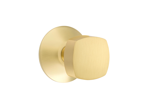 Emtek 5057FRKUS4 Dummy, Pair. Modern Rosette. Freestone Knob. Satin Brass